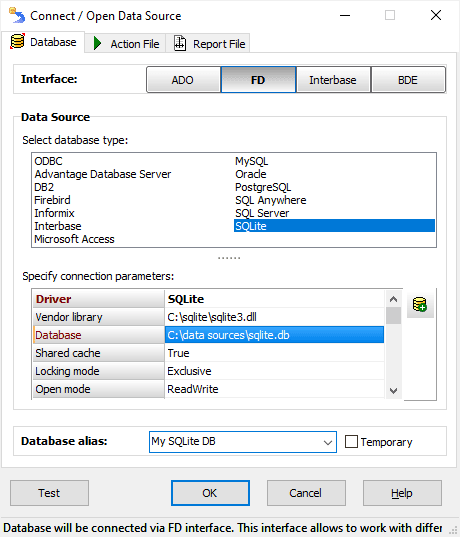 Connecting to SQLite Database
