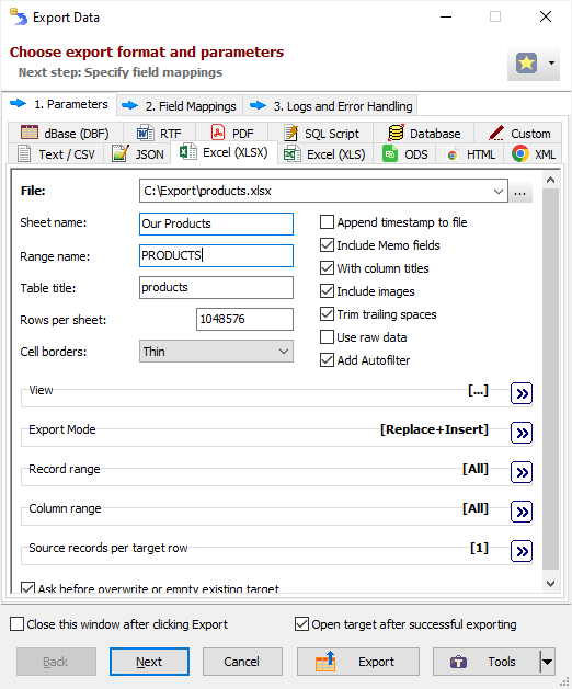 Exporting Data to Excel Workbook